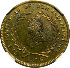 1876 Martha Washington Memorial Medal  NGC MS 63 By G H Lovett (11-8)