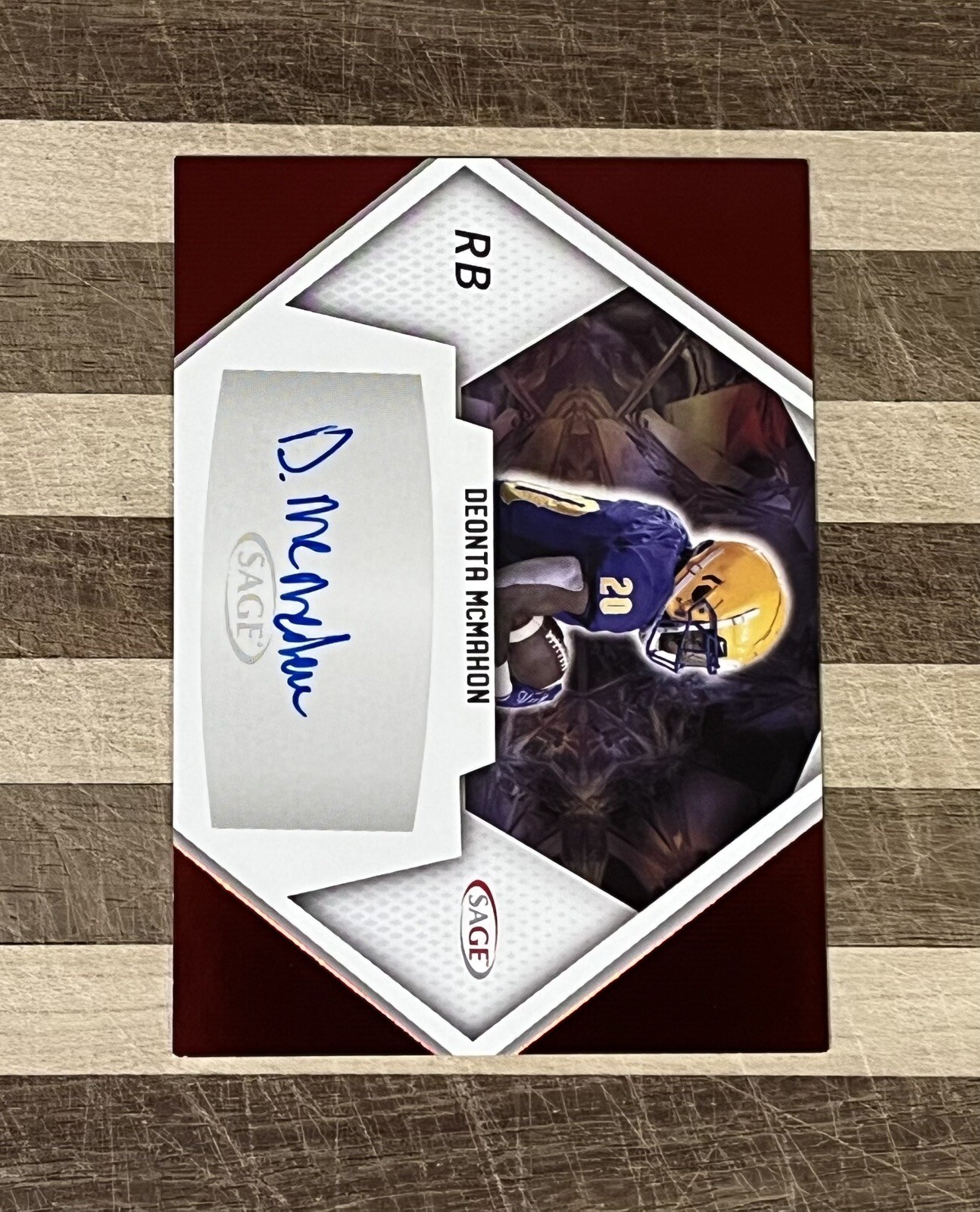 2023 SAGE High Series Football Deonta McMahon Red Rookie Auto Card #A-DM2