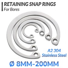 Internal Circlip Retaining Snap Ring Sizes Ø 8-200 mm A2 Stainless Steel DIN 472