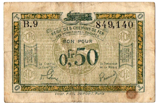 SELTEN 1923 FRANZÖSISCH BESETZT SAAR CHEMIN DE FER (EISENBAHN) BILL AVF Lo Preis CV $ 60 - Bild 1 von 2