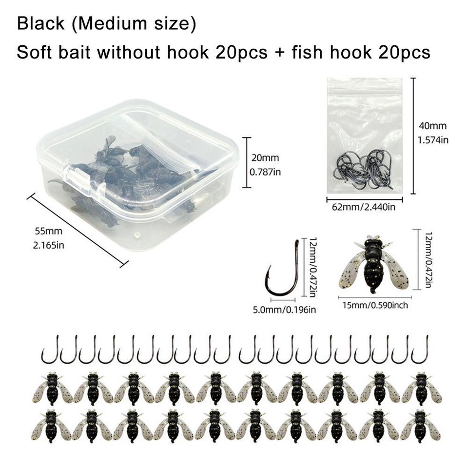 20PCS Fishing Lure Simulate Flies Fly Fishing Lure Set for Bass Trout