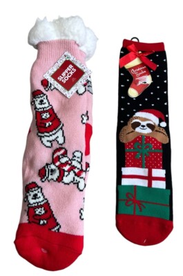 Women 2 Pack Christmas Holiday Novelty Slipper Socks NWT | eBay