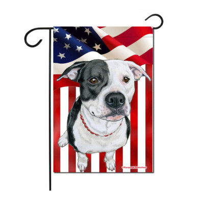 Pit Bull Patriotic Garden Flag Double Sided 12'' x 18''