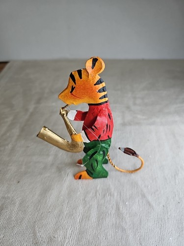 Handmade Metal Tiger Christmas Ornament Playing An Instrument - Picture 3 of 6