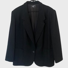 Vintage Koret Wool Blazer Jacket Black Women's 20w Shoulder-pads Business-casual