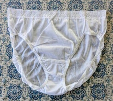 Vintage Fruit Of The Loom 100% Nylon Panty Size 9 Shiny Hi Cut Lace Top Brief