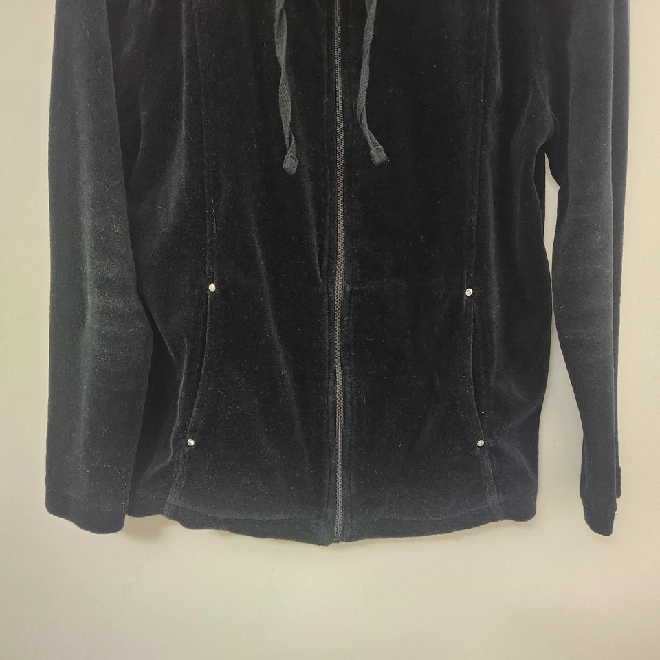 Moletom feminino WHITE STAG preto com zíper completo gola alta manga longa tamanho M - Imagem 3 de 4