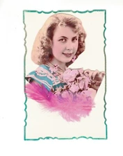 Postcard  Fantasy  Rare Flapper Woman with Real Pink Feather on PC  TA 2408