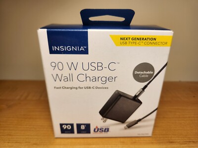 Insignia 90W USB-C Wall Charger USB Type C + 8  Cable Cord Fast Charging NEW