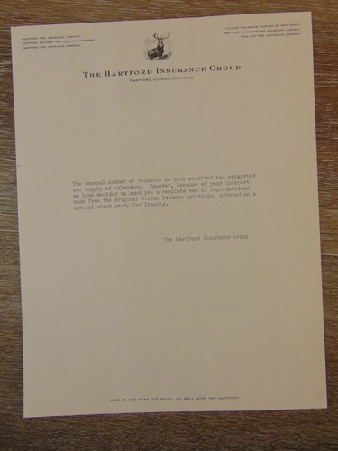 Vintage NEW 1960s Hartford Insurance 12 Large CALENDAR 10 X 8" PRINTS + LETTER - Picture 2 of 8