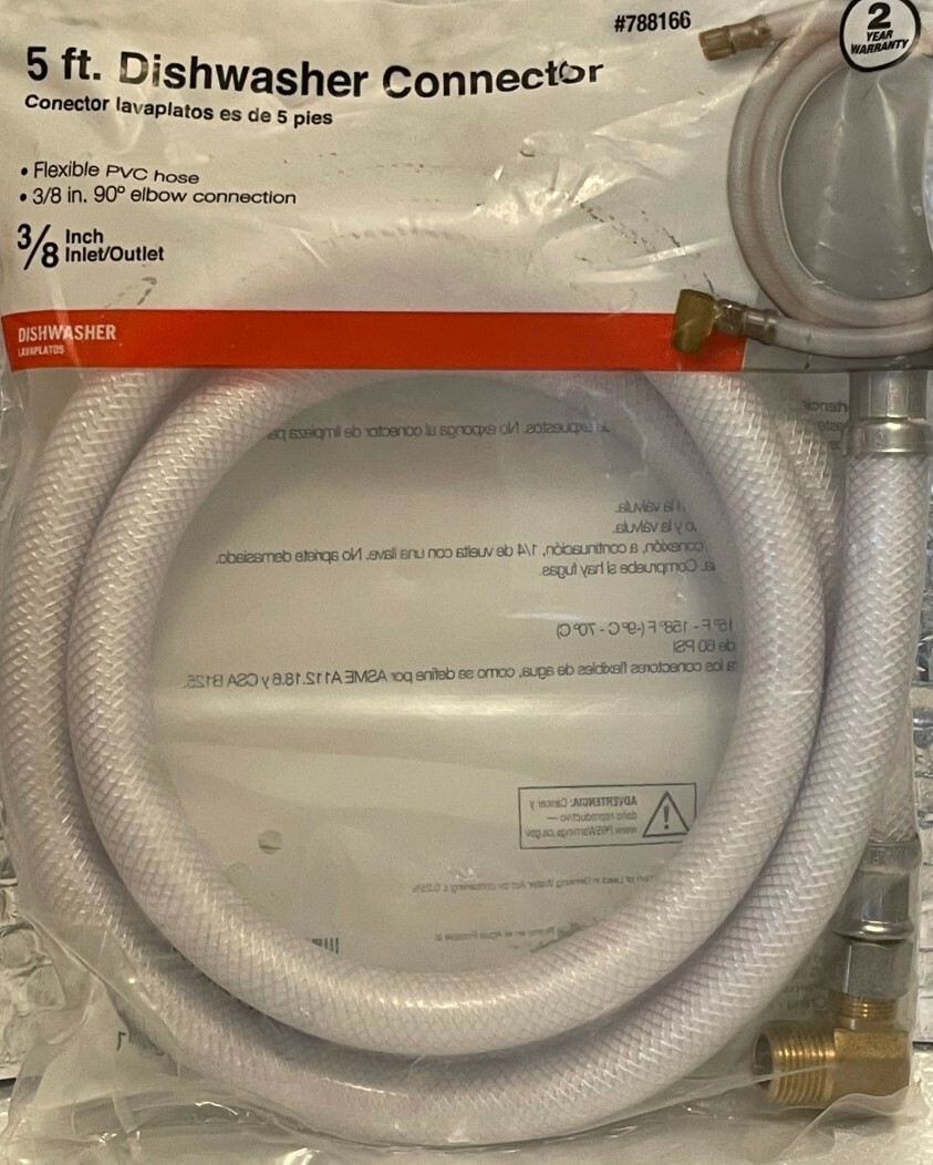 5-ft Flexible PVC Dishwasher Connector Hose w/3/8-inch Outlet 90