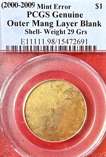 PCGS OUTER MANGANESE LAYER  BLANK MULTI ERROR PRES/SAC DOLLAR!
