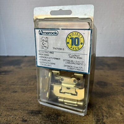 Vintage Amerock TN7550-3 Self Closing Hinge Bright Brass Project 10 Pack 1/2  OL