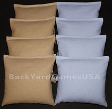 ALL WEATHER CORNHOLE BEAN BAGS Khaki  Lite Blue Resin Filled WATERPROOF