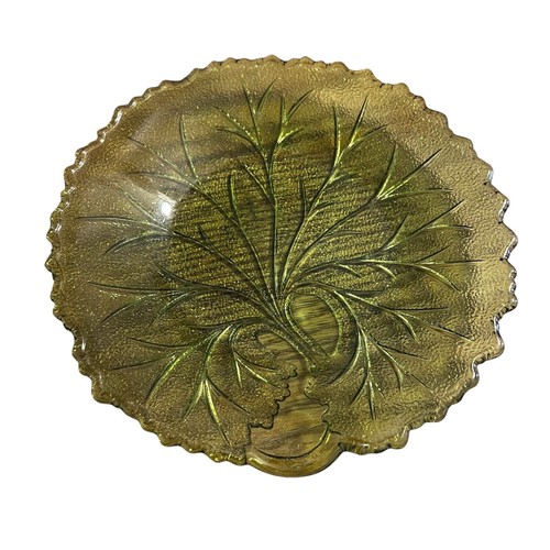 Vintage Indiana Glass Green 8" Salad or Luncheon Pebble Leaf Plate 1960 - Picture 2 of 4