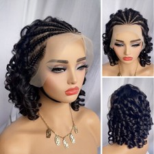 13x4 Lace Front Wigs Human Hair Braided Curly Bob Wigs Loose Curly Bob Wigs