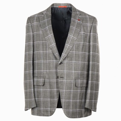 Isaia Green-White Check Woven Wool-Linen-Silk Sport Coat 44R (Eu 54) NWT