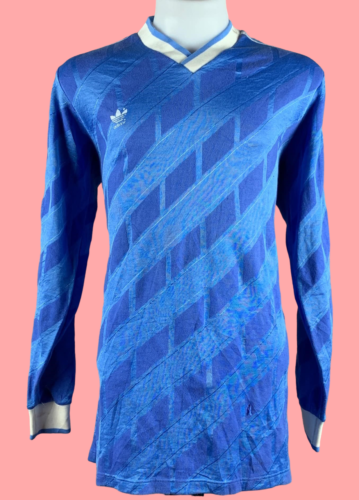 Vintage Adidas Niebieski szablon Koszulka piłkarska Koszulka piłkarska Rozmiar L - Zdjęcie 1 z 2