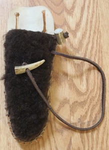 Buffalo Hide Dark Hair On Fixed Blade Knife Sheath 9 1/2" by 3 3/8" USA       @6