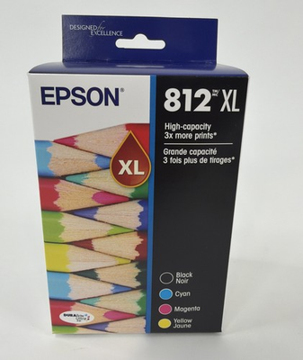 #ad NEW Genuine Epson 812XL 4 pack Black Cyan Mag Yellow Ink XL Cartridges 10 2028 $129.99