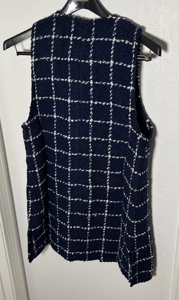 Boyne Valley Weavers Mujer S Azul Marino Boucle Lana Escocesa Túnica Chaleco Hecho en Irlanda Foto 2 de 4