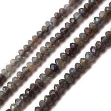 Natural Dark Labradorite Faceted Rondelle Beads 2x4mm 15.5" Strand