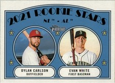 Dylan Carlson Evan White RC 2021 Topps Heritage #295 Cardinals Mariners Rookie