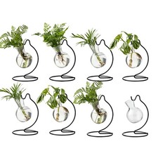 Plant Propagation Station, Plastic Vase with Metal Stand, Clear Plastic Hangi...