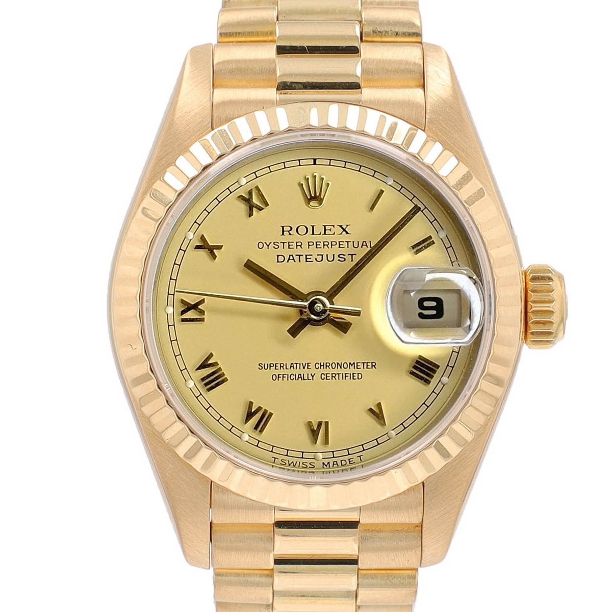 Rolex Ladies Datejust 69178 18K Yellow Gold Champagne Roman