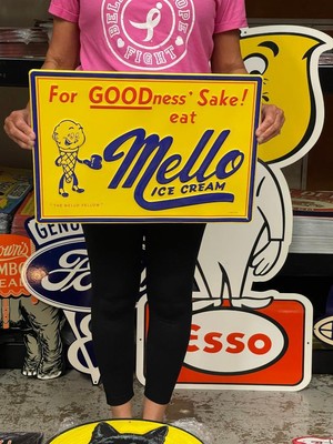 Antique Vintage Old Style Eat Mello Ice Cream Made USA