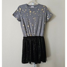 RED VALENTINO Star Print T-Shirt Black Tulle Polka Dot Skirt Mini Dress Sz M