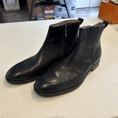 BANANA REPUBLIC Men Black Italian Leather Ankle Chelsea Zip Boots Shoes