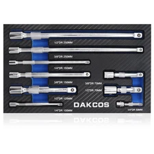 DAKCOS 3 Pcs OR 9 Pcs Socket Extension Bar Set, 3/8  1/4 1/2 Inch Drive, CR-V