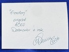 Original Handmade Signed ACEO Watercolor Ink whale. OOAK — photo 3