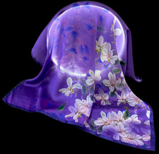 100  Silk 20" small square Scarf Women neckerchief Wrap floral purple red WY223