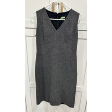 Ann Taylor Womens Gray Textured V-Neck Sleeveless Sheath Sheath Dress Size 8