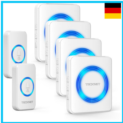 TECKNET Funkklingel Wasserdicht 2 Sender 4 Empfänger 60 Mel