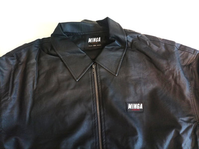 Männer Jacke Größe S/M. Vegan-Leder Bomberjacke Langarm Schwarz Neu Minga London
