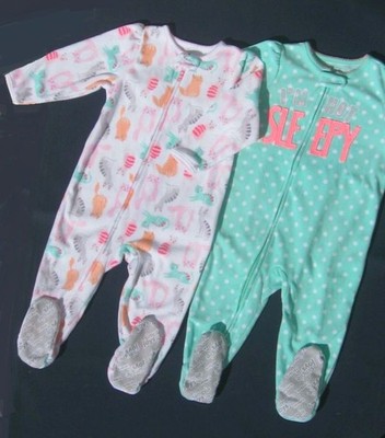  NEU 2 kuschelige Sleepy  Fleece-Pyjama mit rutschhemmender Sohle Gr.86-92 