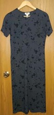 Talbots Petites Maxi Dress Womens Size P Grey Gray With Black Flowers Vneck...