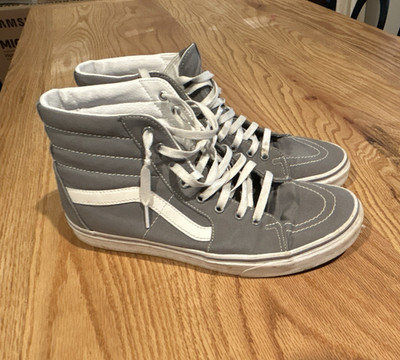 VANS Sk8-Hi Men s High Top Lace Up Skate Sneakers Gray/White Rubber 500714