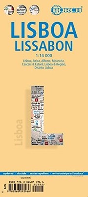 LAMINATED LISBON MAP BY BORCH (ENGLISH, SPANISH, FRENCH, **BRAND NEW**