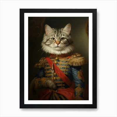 Cat In Royal Clothing Rococo Style  Framed Wall Art Poster Canvas Print Picture