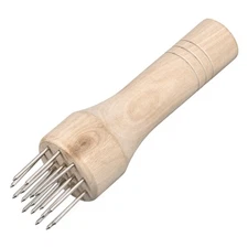 Stainless Steel Meat Tenderizer Meat Mallet Needle with Wooden Handle White