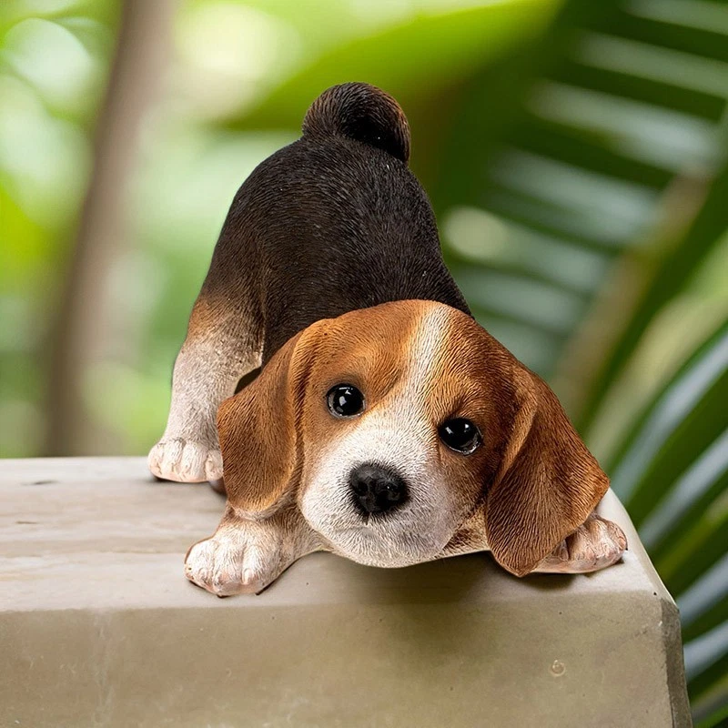 Realista Adorable Agachado Tri Color Beagle Perro Cachorro Estatuilla 7.5" Largo Beagl Foto 3 de 4