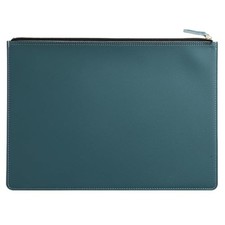 PU Leather A4 File Folder Zipper Document Holder Envelope Folder Case Haze Blue