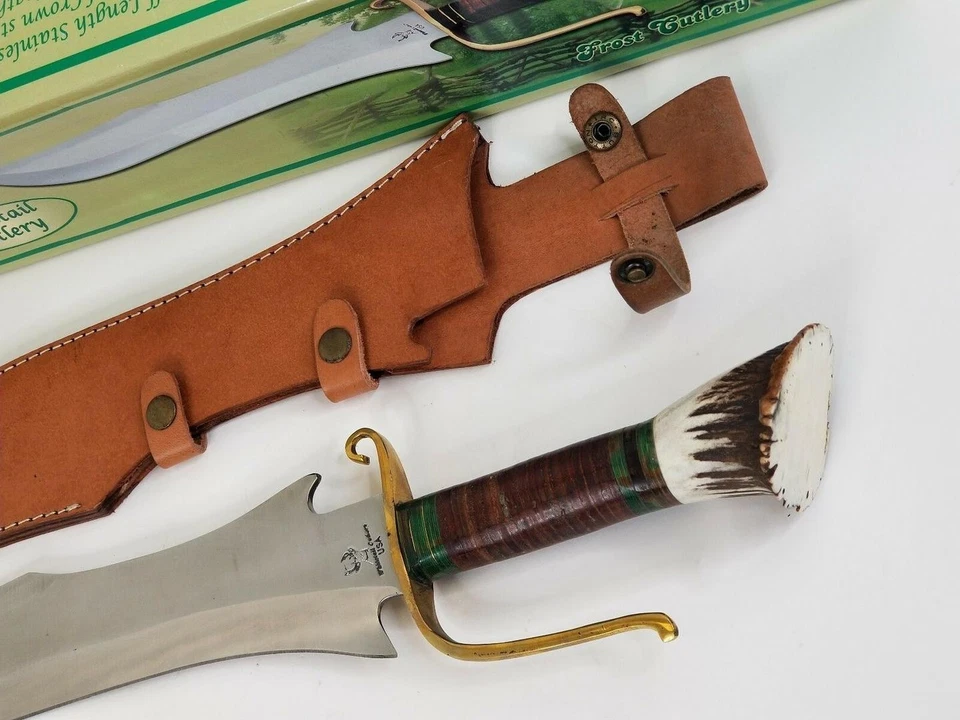 Cubiertos cola blanca 19 1/2" cuchillo Bowie grande hoja de 12 1/2" con funda WT-997 Foto 2 de 2