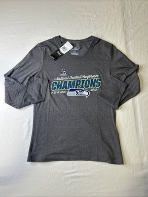 Majestic Seattle Seahawks NFC Champions 2014 Womens Long Sleeve Shirt Small E3