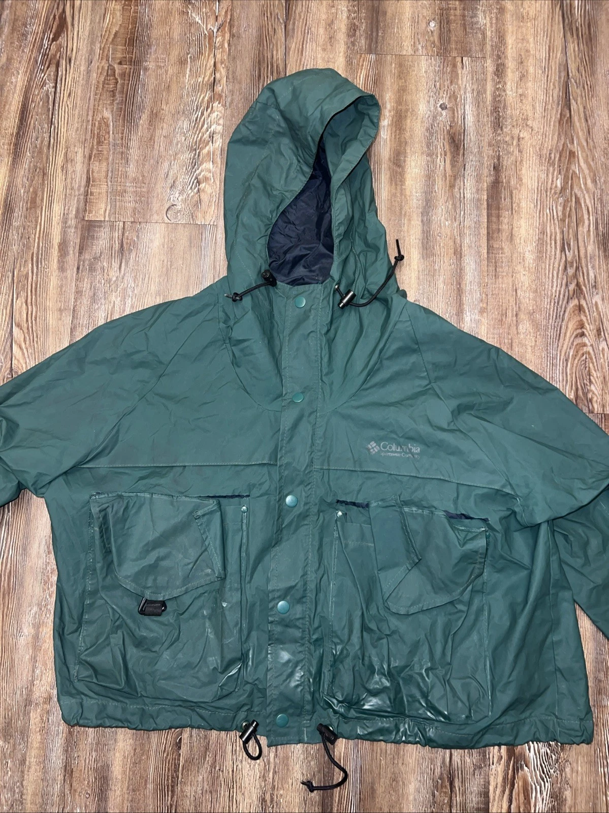 Vintage Columbia Wading Fly Fishing Jacket Hooded Waterproof PVC Sz Large
Opens in a new window or t