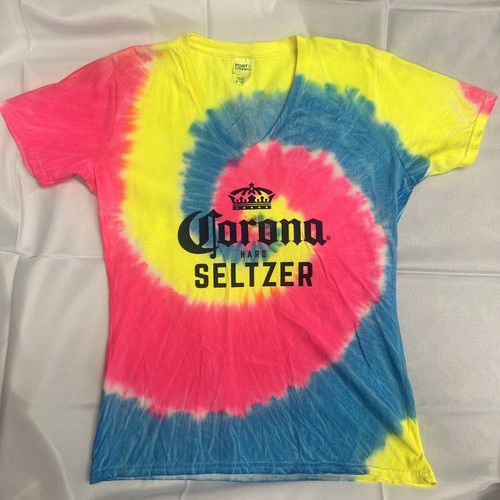 🍺 Maglietta Corona Hard Seltzer Donna MEDIA Birra Classica Logo Tie-Dye T-Shirt - Foto 1 di 3